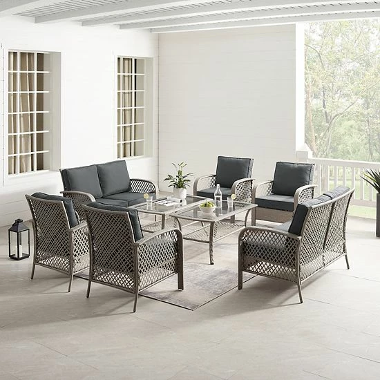 Crosley Tribeca Patio Coversation 8-piece Set Sand Brown - Image 2