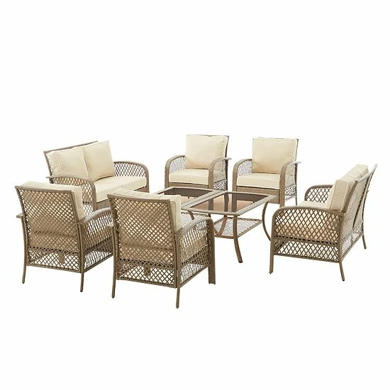 Crosley Tribeca Patio Coversation 8-piece Set Sand Brown - Image 5