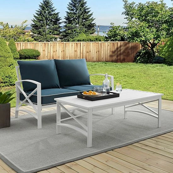 Crosley Kaplan Patio Loveseat & Coffee Table 2-piece Set Gray - Image 3