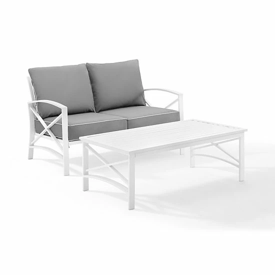 Crosley Kaplan Patio Loveseat & Coffee Table 2-piece Set Gray - Image 5