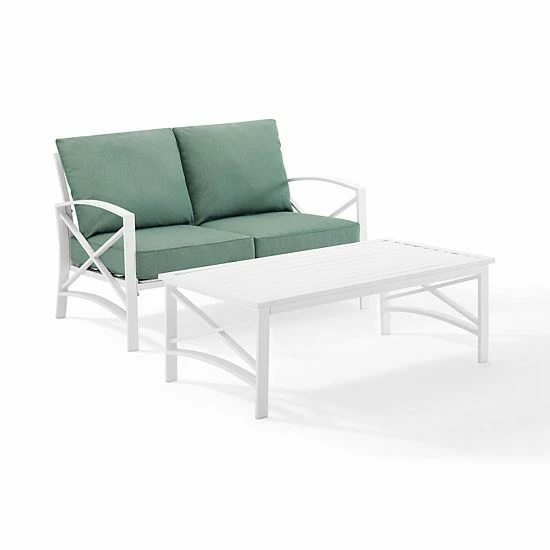 Crosley Kaplan Patio Loveseat & Coffee Table 2-piece Set Gray - Image 7
