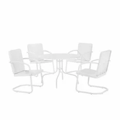Crosley Bates 5-Piece Outdoor Metal Dining Set White Gloss
