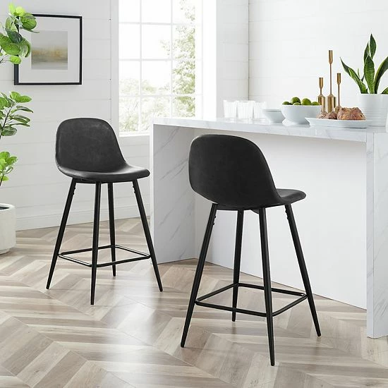 Crosley Weston 2-Piece Counter Stool Set Distressed Gray - Image 3