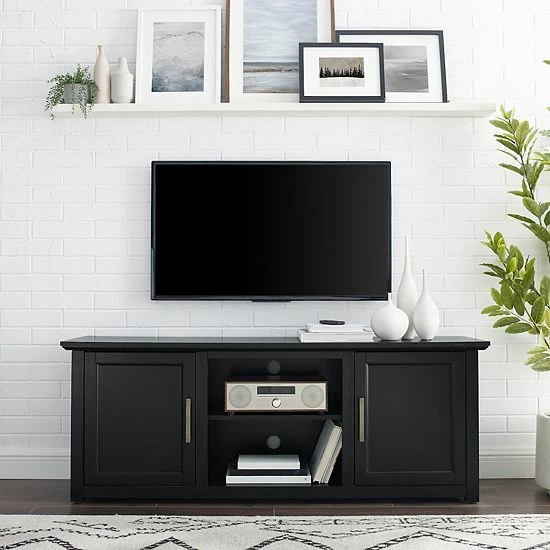 Crosley Camden Low Profile TV Stand Dark Walnut - Image 3