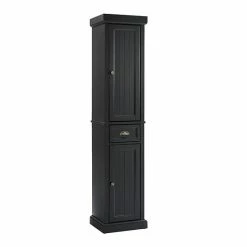 Crosley Seaside Tall Linen Cabinet Distressed Gray