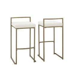 Crosley Harlowe 2-Piece Bar Stool Set Gray