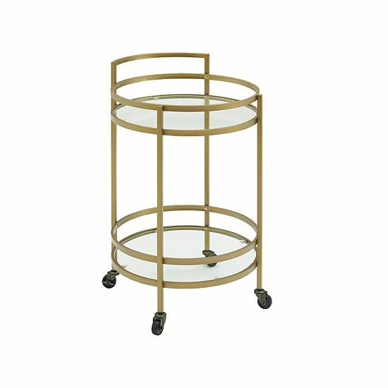 Crosley Bailey 2-Tier Round Bar Cart Matte Black