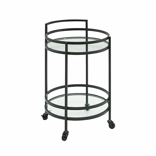 Crosley Bailey 2-Tier Round Bar Cart Matte Black - Image 5