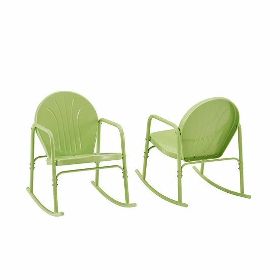 Crosley Griffith Outdoor Metal Rocking Chair 2-Piece Set Key Lime Gloss - Image 9