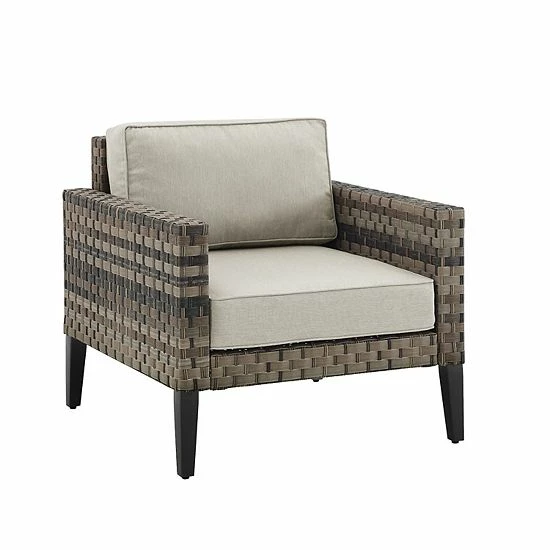 Crosley Prescott Outdoor Wicker Arm Chair Taupe