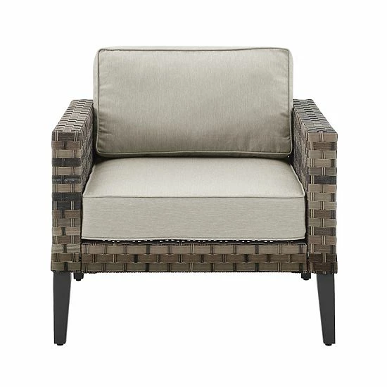 Crosley Prescott Outdoor Wicker Arm Chair Taupe - Image 2
