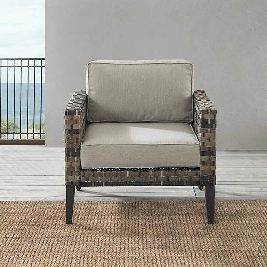 Crosley Prescott Outdoor Wicker Arm Chair Taupe - Image 5